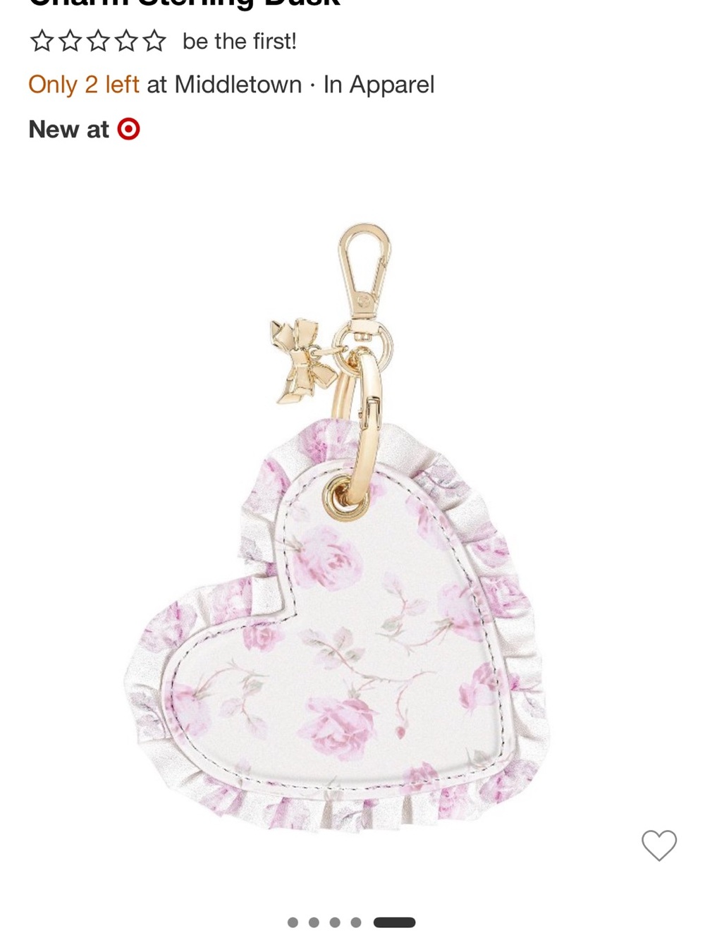 LoveShackFancy White and Pink Floral Heart Keychain Charm with Gold Hardware